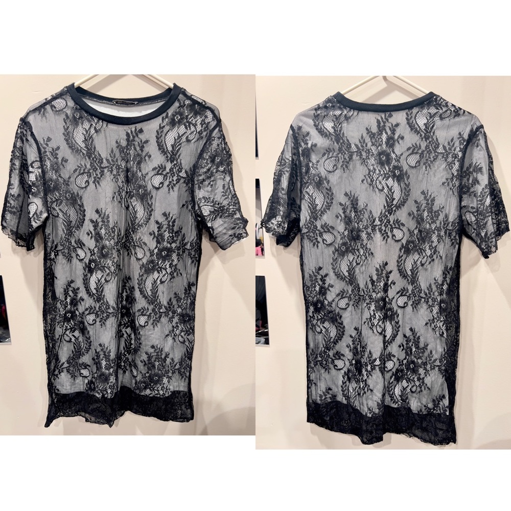 Black Floral Overlay Shirt/Dress